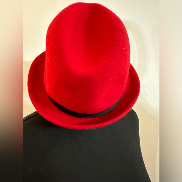 Red Fedora Hat W/Textured Hat Band - Picture 4 of 13